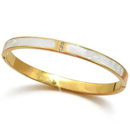 Bangle Bracelet Set for Women Stackable No Tarnish 18K Gold Plated Stainless Steel Dainty Gold Bangle Bracelets - color: Style 2