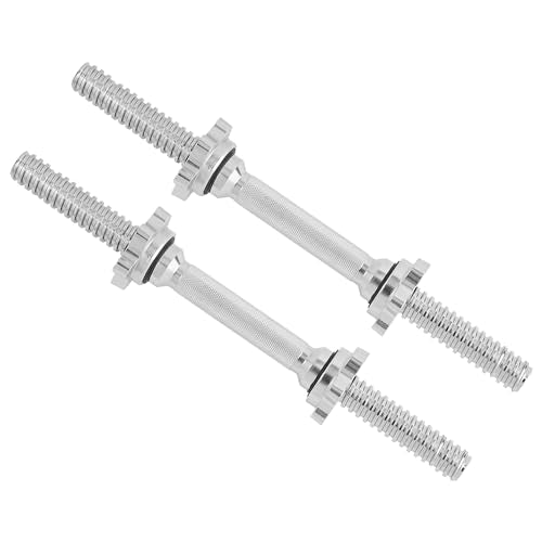 Yes4All Threaded Dumbbell Handles, Adjustable Dumbbell Bar Pair, 14/16/18/24-Inch Sizes, Fits 1" or 1.15" Plates, Non-Slip Grip, Secure Star-Lock Collars - color: 16"- Chrome - Silver