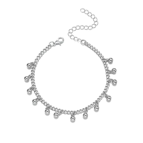 MXUHUI Boho White Beads Pearl Dangle Anklet Beaded Pearl Bracelet Foot Chain Stretch Anklet Summer Beach Jewelry for Women - color: Beads