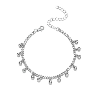 MXUHUI Boho White Beads Pearl Dangle Anklet Beaded Pearl Bracelet Foot Chain Stretch Anklet Summer Beach Jewelry for Women - color: Beads