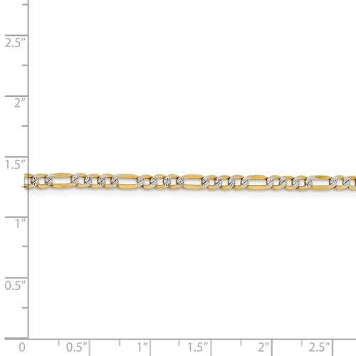14k Gold 3.2mm Semi-Solid Two-Tone Figaro Link Chain Bracelet 7" Stylish Women’s Bracelets – Minimalist Accessories to Elevate Any Outfit Chic Fashion Accessories