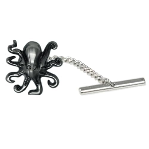 Men’s Tie Tack Tie Pin with Chain – Classic Lapel Pin Accessory for Dress Shirts, Suits & Formal Wear - style: Octopus