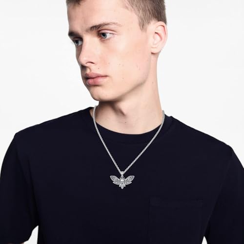 Sterling Silver Halloween Necklace Gothic Jewelry Gifts for Women Men - style: Moth