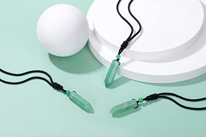 Top Plaza Healing Crystal Stone Necklaces for Men Hexagonal Pendant Necklaces Adjustable Braided Rope Natural Gemstone Necklace Jewelry Christmas Gift for Dad, Husband - color: Green Aventurine