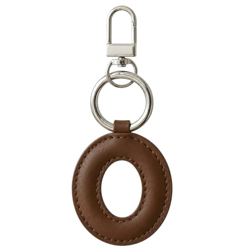 Initial Letter Keychain,Stainless Steel,Colorful Faux Leather Keyring for Backpack,Purse,Car Keys,Gift for Men Women - color: O