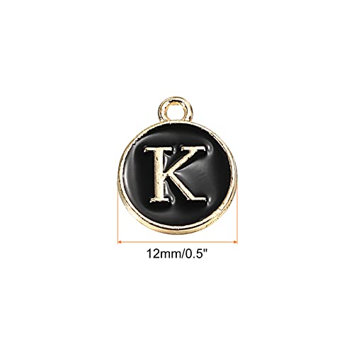 MECCANIXITY Alphabet Letter Charm Double Sided Alphabet Pendant, for Earring Jewelry Making - style: K