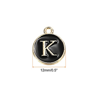 MECCANIXITY Alphabet Letter Charm Double Sided Alphabet Pendant, for Earring Jewelry Making - style: K