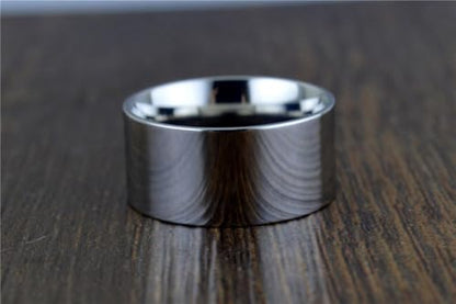10mm Wide Stainless Steel Ring Simple Stylish Style Rose Gold/Silver Big Band Polished Flat Top for Men Women Size 5-15 - color: Silver
