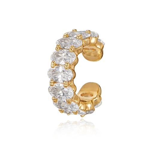 Ear Cuffs Non Piercing for Women 14K Gold Plated Ear Cuff Earrings Colorful Cubic Zirconia Paved Trendy Cartilage Earring Jewelry | Single - color: Gold