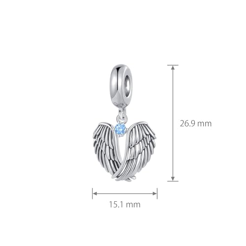 LSxAB Guardian Angle Wings Jan-Dec Birthstone Charm Compatible with Pandora Charms Bracelets for Women Charm - style: 03 Blue
