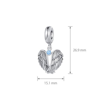 LSxAB Guardian Angle Wings Jan-Dec Birthstone Charm Compatible with Pandora Charms Bracelets for Women Charm - style: 03 Blue