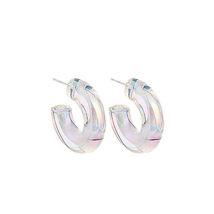 Acrylic Transparent Hoop Earrings Minimalist Resin Earrings Geometric Statement Earrings for Women - color: small circle