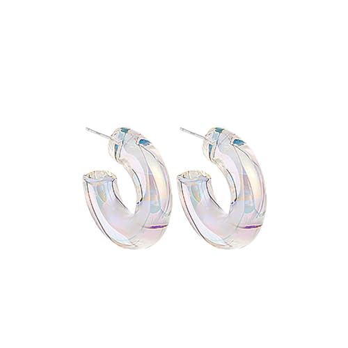 Acrylic Transparent Hoop Earrings Minimalist Resin Earrings Geometric Statement Earrings for Women - color: small circle