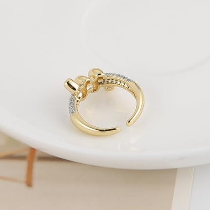 HZMAN Brass Crystal Adjustable Open Ring Collection, Multi-Style Statement Rings for Women & Men, Mix Cut & Paved Crystal Designs - color: Twisted Knot Ring