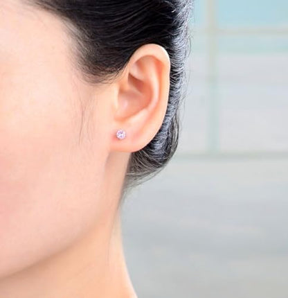 1 Pair Adabele Authentic Sterling Silver Birthstone Stud Earrings 4mm/0.25 Carat Tiny Cubic Zirconia Imitation Diamond Gemstone Hypoallergenic Nickel Free Tarnish Resistant Women Men Jewelry - color: October