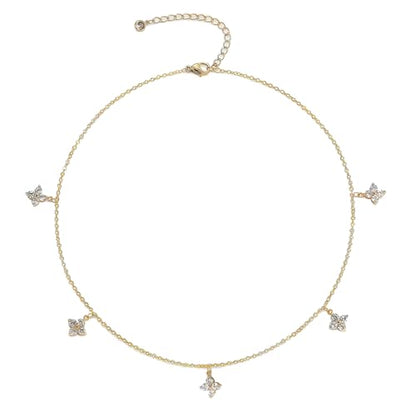 Tewiky Pendant Necklace for Women 14k Gold Plated Chain Choker Necklaces | Dainty Necklaces,Aesthetic Simple Necklace,Jewelry Gifts for Women - color: cross cz choker gold