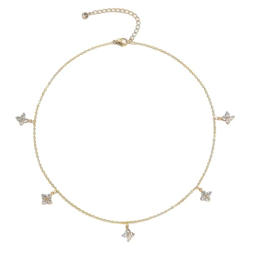 Tewiky Pendant Necklace for Women 14k Gold Plated Chain Choker Necklaces | Dainty Necklaces,Aesthetic Simple Necklace,Jewelry Gifts for Women - color: cross cz choker gold