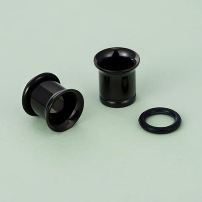 TBOSEN Precise Dimensions Stainless Steel Set Double|Single Flare Tunnel Screw Gauge Ear Expander Stretching Kit Piercing Mixed Size - color: Black-Single Flare, size: 7mm