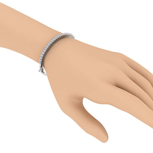 2 Carat 4 Prong Set Round Cut Natural Diamond Bangle Bracelet for Women 10K Gold (7 Inch) (I2I3 Clarity) - color: White Gold