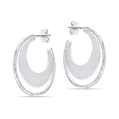 LeCalla Real 925 Sterling Silver C Hoop Earrings | Lightweight Small Hoops Italian Half Earring Hoops for Women - color: Double Layer Twisted- 30mm