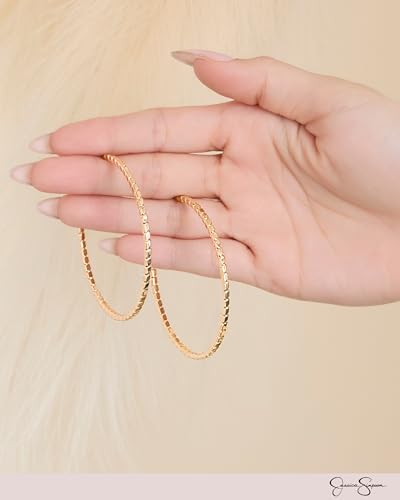 Jessica Simpson Womens Hoop Earrings - Silver-Tone or Gold-Tone Hoop | Earrings for Women - color: Gold Omega