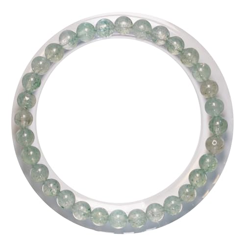 BANANE LAB Healing Crystal Beaded Bracelet, 4/6/8mm Beads for 6.5" Wrist | DIY Kit Included. Multiple Gemstone Options. Beaded Protection Bracelet Women Men Daily Wear. Handmade Crystal Jewelry Gift. - color: Green Strawberry Quartz, size: 6MM Beads (Fits
