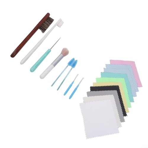 FABULETTA Jewellery for Cleaning Kit 18-Piece Set with Horsehair Brush, Silver Polish Cloth for Gold Ring Cleaner and Necklace Restoration