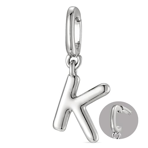 OVRUNS Initial Charm for Women,Letter Bracelet Necklace Charms Alphabet Pendant Charms With Clasp - color: Silver, style: Letter K