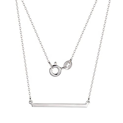 Amazon Essentials Women's Sterling Silver Horizontal Bar Necklace, 18"