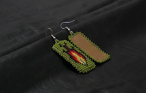 Beaded Hair Clips Native American Style Handmade Collection (Green With Earring) - color: Green With Earring