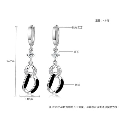 Fashion Huggie Hoop Earrings for Women Teens White Gold Cubic Zirconia Love Heart Hoops Polygonal Exaggerated Geometric Drop Dangle Earrings Black And White Squares Minimalist Everyday Jewelry Gifts - style: Geometric