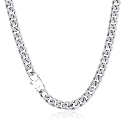 YAMI Stainless Steel Cuban Link Chain Necklace for men - Blue/Silver - color: Silver, size: 24"-8MM