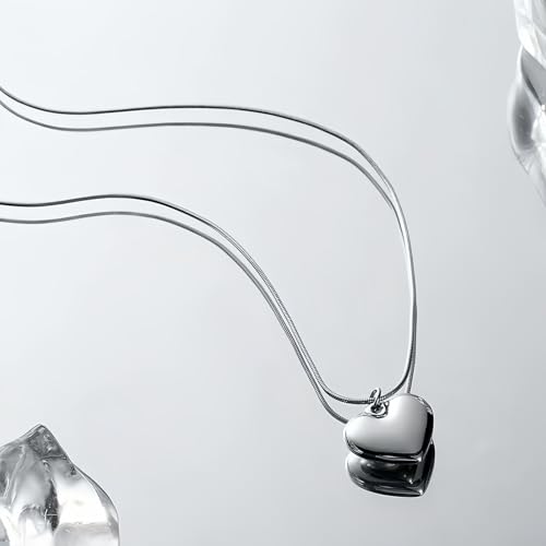 Elegant Twist Chain Necklace with Heart Shape Pendant for Women & Men – Silver Plated Dainty & Durable 2.3mm Chain