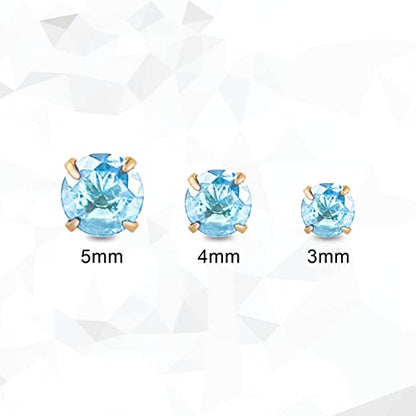 12 Pairs 18K Gold Plated Surgical Stainless Steel Stud Earrings, Star Heart Square Stud Earring for Women, Cubic Zirconia Birthstone Stud Earrings Set - color: Gold round 4mm