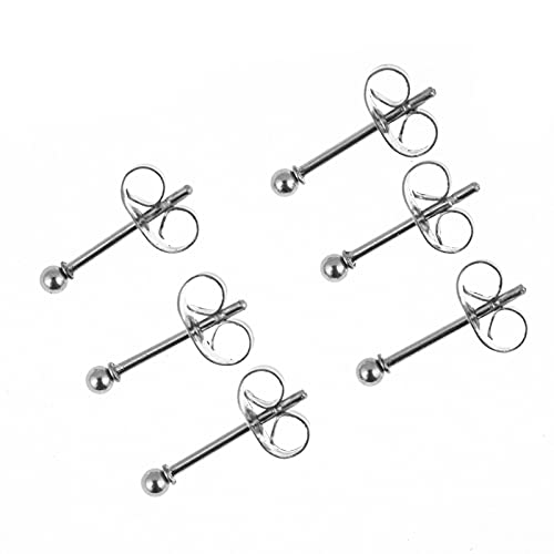 Stainless Steel Earrings Hypoallergenic Earrings, Ball Stud Silver Stud Earrings Set for Women Men Girls, Nickel Free Earrings - style: 3pairs(2mm)
