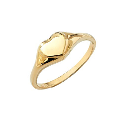 Amazon Essentials 14K Plated Sterling Silver Round Signet Ring - color: Yellow Gold, size: 8, style: Heart
