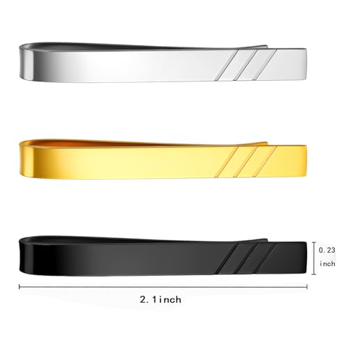 GWD Stainless Steel Tie Clips for Men Personalized Initial Tie Clip Classic Tie Bar Set - color: 3Color/Set
