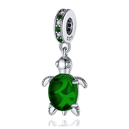 Pandach Animal Charm Bead fits Charms Bracelets for Woman-925 Sterling Silver Dangle Pendant Bead,Jewelry Beads Gifts for Women Bracelet&Necklace - style: Green Turtle Charm