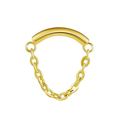BelezaDosas G23 Titanium Labret Studs Threadless Push-in Labret Press Fit 16G Cluster Helix Lobe Conch Tragus Push Back Piercing Jewelry - style: gold chain