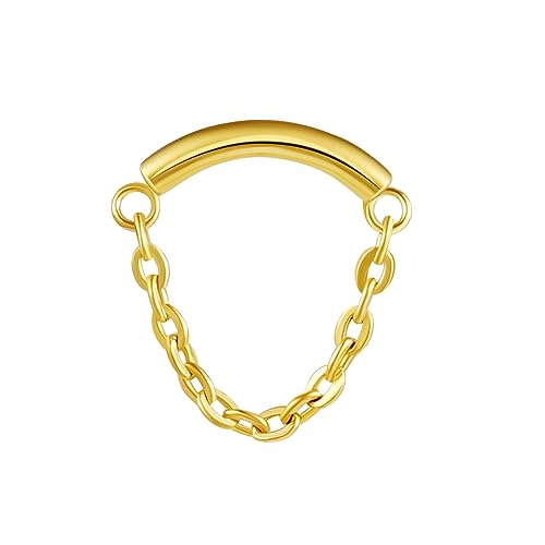 BelezaDosas G23 Titanium Labret Studs Threadless Push-in Labret Press Fit 16G Cluster Helix Lobe Conch Tragus Push Back Piercing Jewelry - style: gold chain