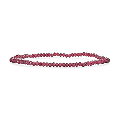 Red Garnet Seed Caviar Bead Gemstone Bead Stackable Dainty Petite Strand Stretch Bracelet For Women Adjustable