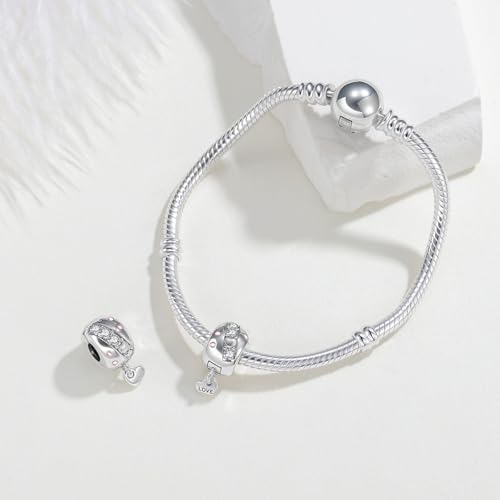 KEQ Clip Spacer Charm for Bracelet 925 Silver Pave Cubic Zirconia Clip Lock Stopper Bead Spacer For Women Bracelets Stopper Birthday Gifts European Openable Beads 2pcs - color: Heart-Shaped Drum