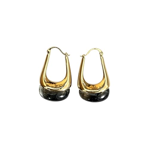 Acrylic Gold Hoop Earrings Chunky Hoop Dangle Drop Huggie Earring Statement Resin Jewelry for Women - color: Dark Gray