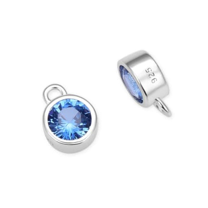 Adabele 4pcs Real 925 Sterling Silver CZ December Birthstone Charm Drop 4mm | Tiny Small, Tarnish Resistant 92.5 Silver Sparkle Blue Topaz Cubic Zirconia Dangles Closed Loop Craft Jewelry Making - color: December, size: 4mm (0.16")/Tiny - 4pcs