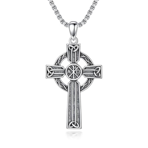 Cross Necklace for Men Women 925 Sterling Silver Cross Pendant Necklace Christian Religious Jewelry Gifts for Anniversary - color: 1-Celtic Cross-3