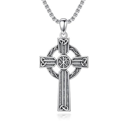 Cross Necklace for Men Women 925 Sterling Silver Cross Pendant Necklace Christian Religious Jewelry Gifts for Anniversary - color: 1-Celtic Cross-3