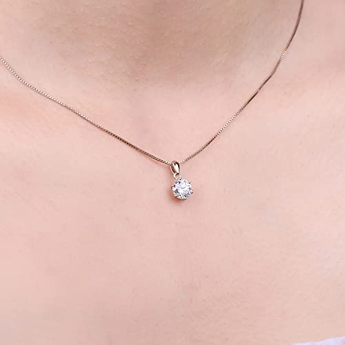 JewelryPalace Round 1ct 2ct 3ct Cubic Zirconia Solitaire Pendant Necklace for Women, 925 Sterling Silver 14k White Gold Plated Necklaces for Her, Classic Simulated Diamond Jewelry Set, 18 Inches chain - color: C-1ct-CZ-Rose Gold Plated