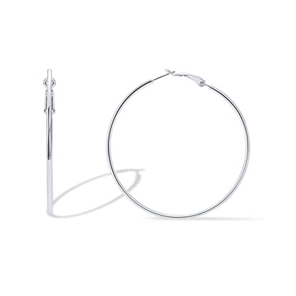 PAVOI Gold Hoop Earrings for Women, 14K Gold Plated Paddle-Back Hoops | Large Hoop Earrings, Lightweight Hoops, Gold Hoops, 925 Sterling Silver Posts - style: 60 Millimeters