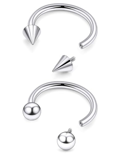 F136 Titanium 20/18/16/14/12/8/4/2g Septum Nose Rings Gauge Earrings Lip Rings Prince Albert Jewelry Internally Threaded Horseshoe Hoop Piercings - size: 12g*16mm