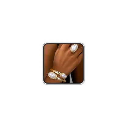 Chunky White Pearl Jewelry Accessories Sets for Women Fashion Open Knuckle Rings Baroque Pearls Bracelets Pack Irregular Geometric Arm Cuff Bracelet